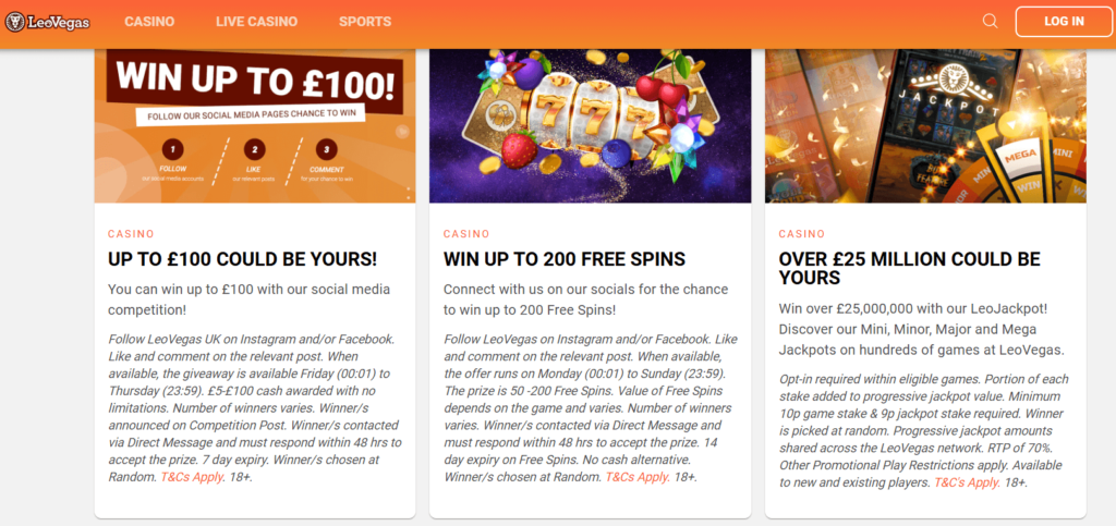 LeoVegas Casino UK promotions