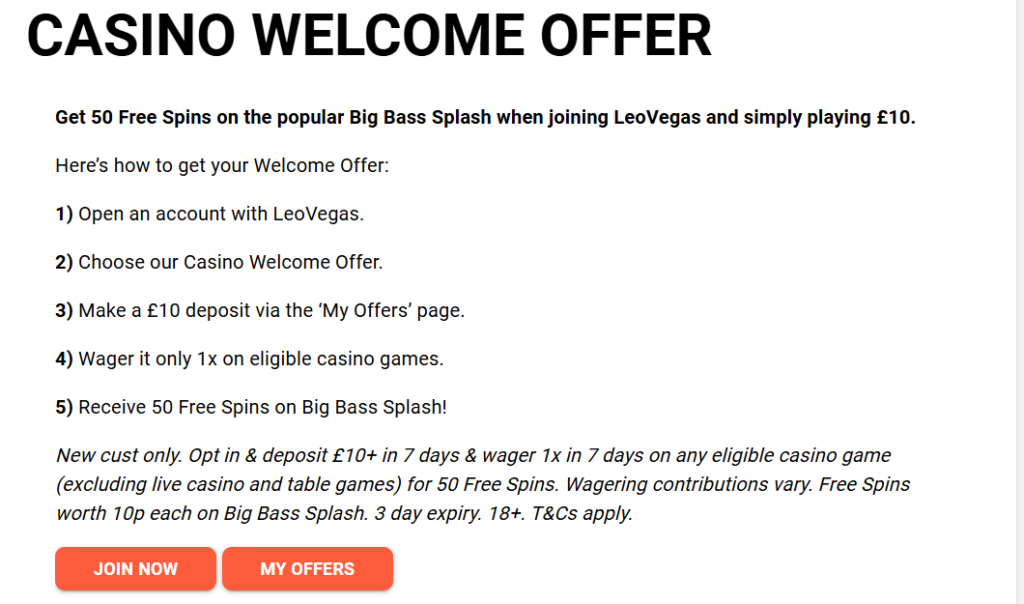 LeoVegas Casino UK bonus